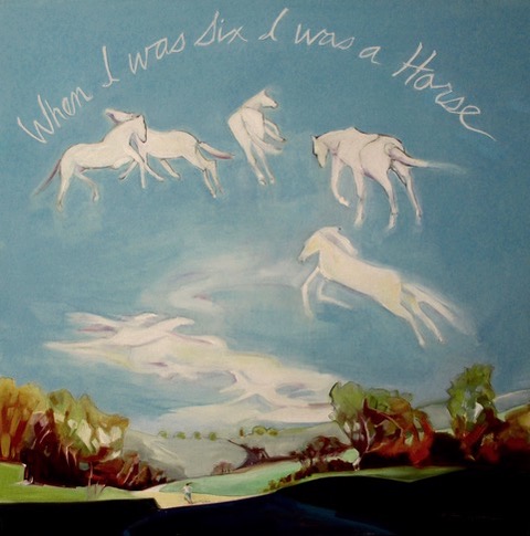 My pictorial Memoir Cover - When I was Six I was a Horse (horses flying above a country landscape)